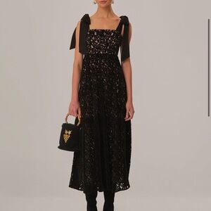 FARM RIO BLACK LACE DRESS